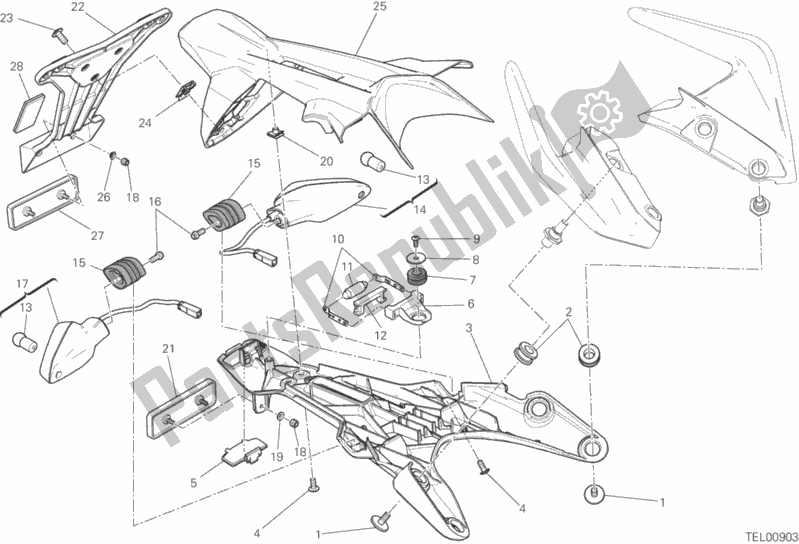 All parts for the Plate Holder of the Ducati Monster 821 Brasil 2015